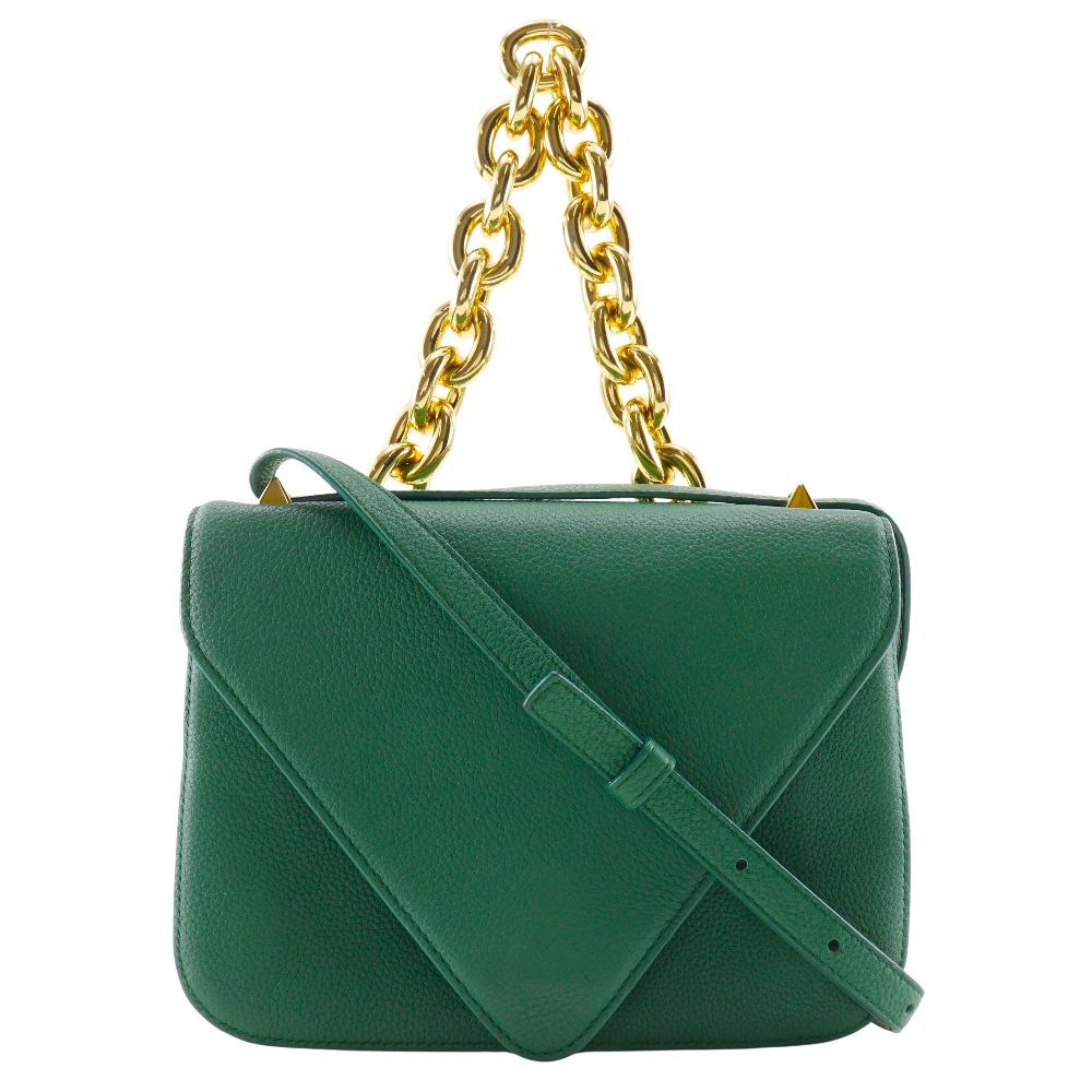 BOTTEGAVENETA Mounting Envelope Shoulder Bag 2WAYChainShoulder Green leather Women Used