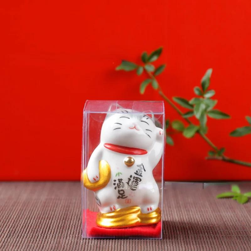 3D Glückskatzen Figur Japan Cartoon Maneki Neko Tier Modell Miniatur Haus Auto Hotel Restaurant Dekor Schreibtisch Ornament 1/2 Stück