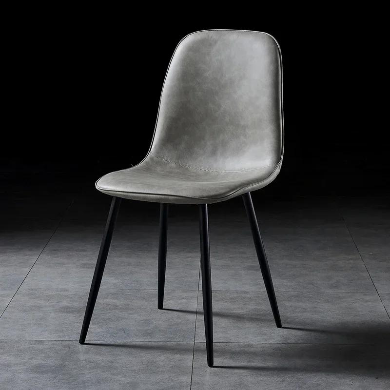 Faux Leather Dining Chairs Metal Legs Kitchen Seating Charlton Brown Upholstered Side Chairs Elegant Room Arrangement