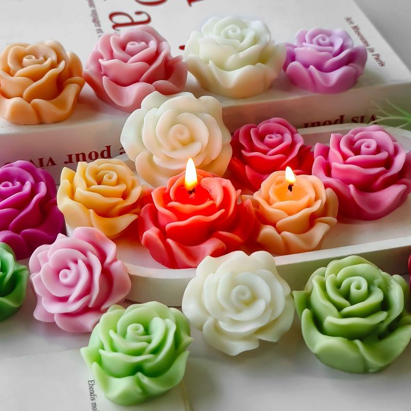 3D Mini Rose Flower Silicone Candle Mold DIY Craft Resin Gypsum Cement Soap Mold Chocolate Cake Baking Mold Valentine's Day Gift