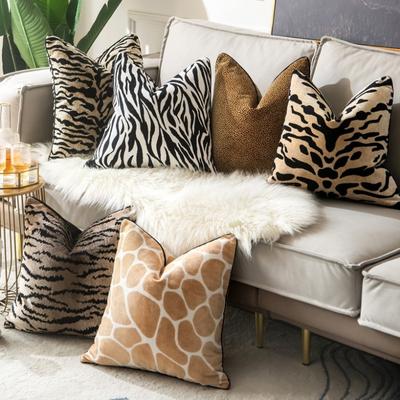 Luxus Tigers Muster Kissenbezug Design Hochwertiger Leopard Beflockter Samt Kissenbezug Dekokissenbezug für Wohnzimmer
