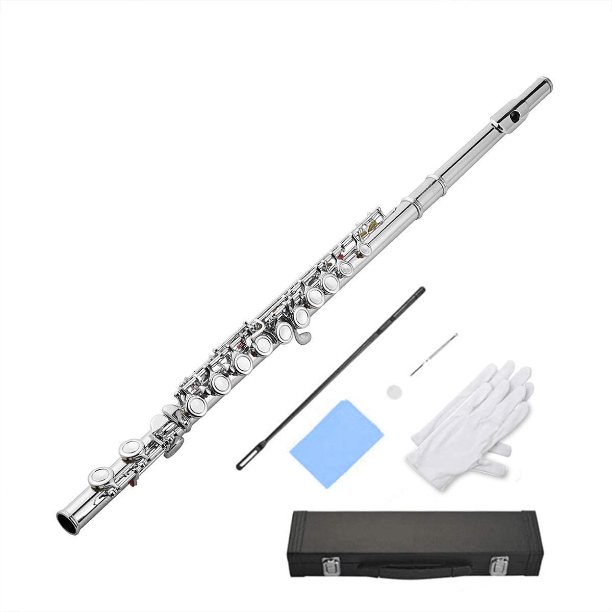 

Флейта Enhong 16 отверстий C Key Cupronicel Nickel Plated Day Thanksgiving Birthday Christmas for Starters Advanced Music Lovers Set (Серебряный)
