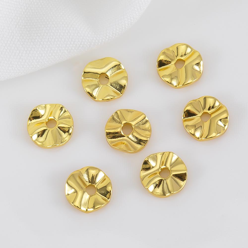 

30pcs 18k Copper Plated Real Golden Thick Silvery Wave Spacing Beads DIY Necklace Bracelet Jewelry Making Accessories 30pcs