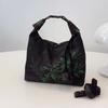Yogodlns Retro Embroidery Crossbody Bags Adjustable Shoulder Straps Fashion Bucket Purses Small Satin Handbag