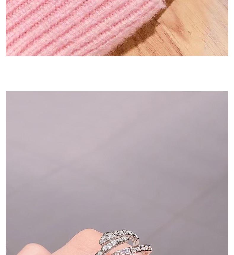 S925 Sterling Silver Snake Head Adjustable Open Ring for Women - Korean/Japanese Style Light Luxury with Full Diamond Shine