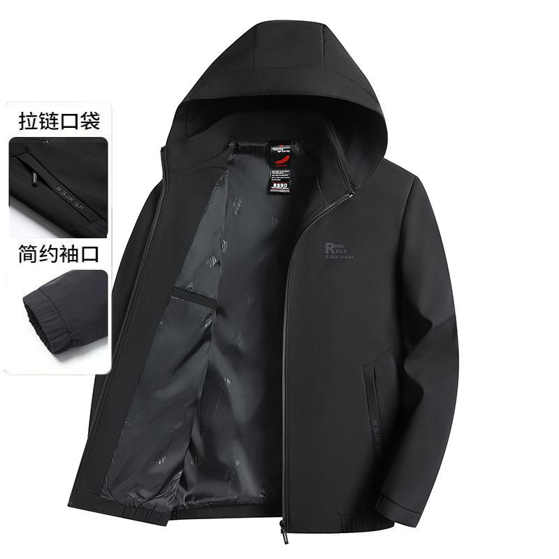 

New spring and autumn dad coat men s loose jacket medium and old men s casual hooded clothes 175 (weight 95-57.5 kg)