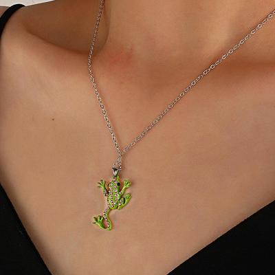 Collana Ciondolo Rana Carina con Strass Europei e Americani - Catena Clavicolare Animaletto Cartone Animato alla Moda