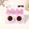 1Set Children Headwear Glasses Solid Soft Bowknot Head Bands Girls Lace Barrette Retro Headbands Sunglasses Kids Hair Band Sets