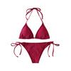 Dámska tanga bikiny súprava so šnurovaním na bokoch, sexy plavky s bandážou na zaväzovanie za krkom, plavky, nastaviteľná spodná bielizeň v brazílskom štýle