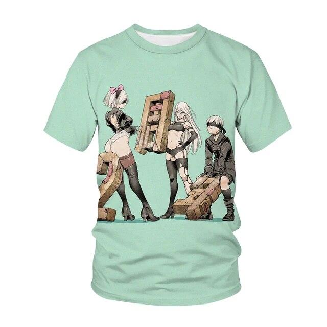 Nier Automata 3D T-shirt stampata Anime Gioco Sexy Ragazza carina 2B Streetwear Uomo Donna Moda Harajuku Magliette Top