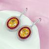 Charm Female Big Yellow Oval Zircon Stone Drop Dangle Earrings Cute  Color Party Jewelry For Women