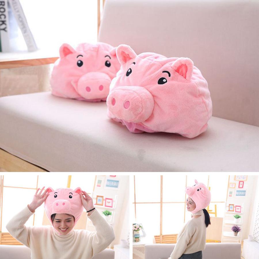 Funny Cosplay Lovely Animal Pig Nose Head Cover Christmas Headwear Plush Hat Home Decor Ornament Costume Party Halloween Props