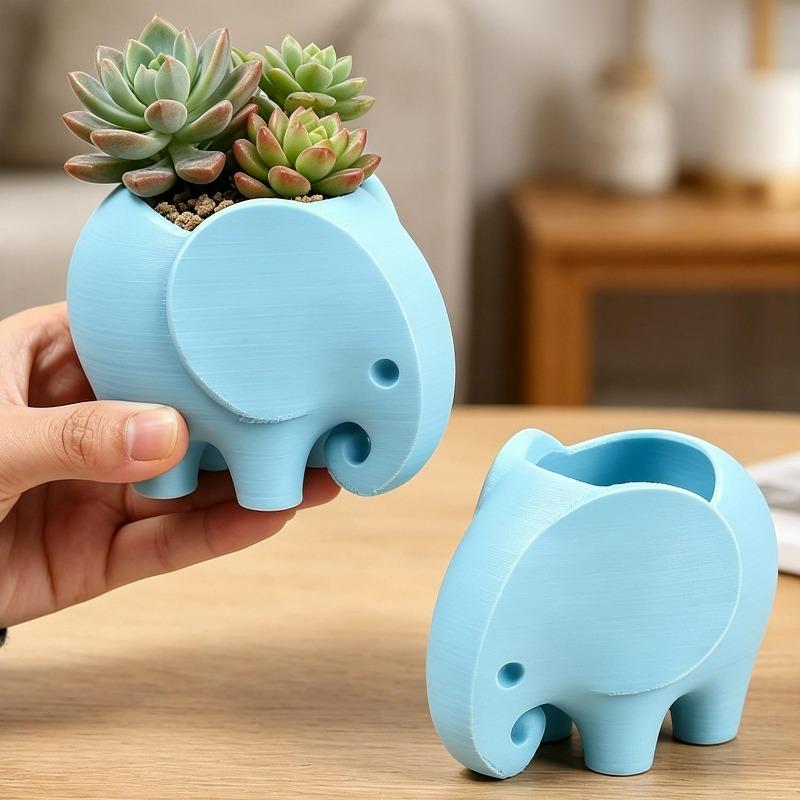 5/1 Piezas Mini Maceta de Elefante Impresa en 3D Maceta para Suculentas Maceta Pequeña para Cactus Suministros de Decoración para Escritorio de Casa Estante Balcón