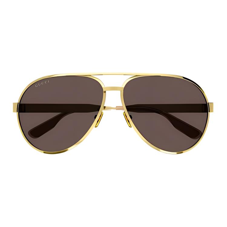 

GUCCI Temple Lettering Metal Aviator Sunglasses Men s Gold F золотой