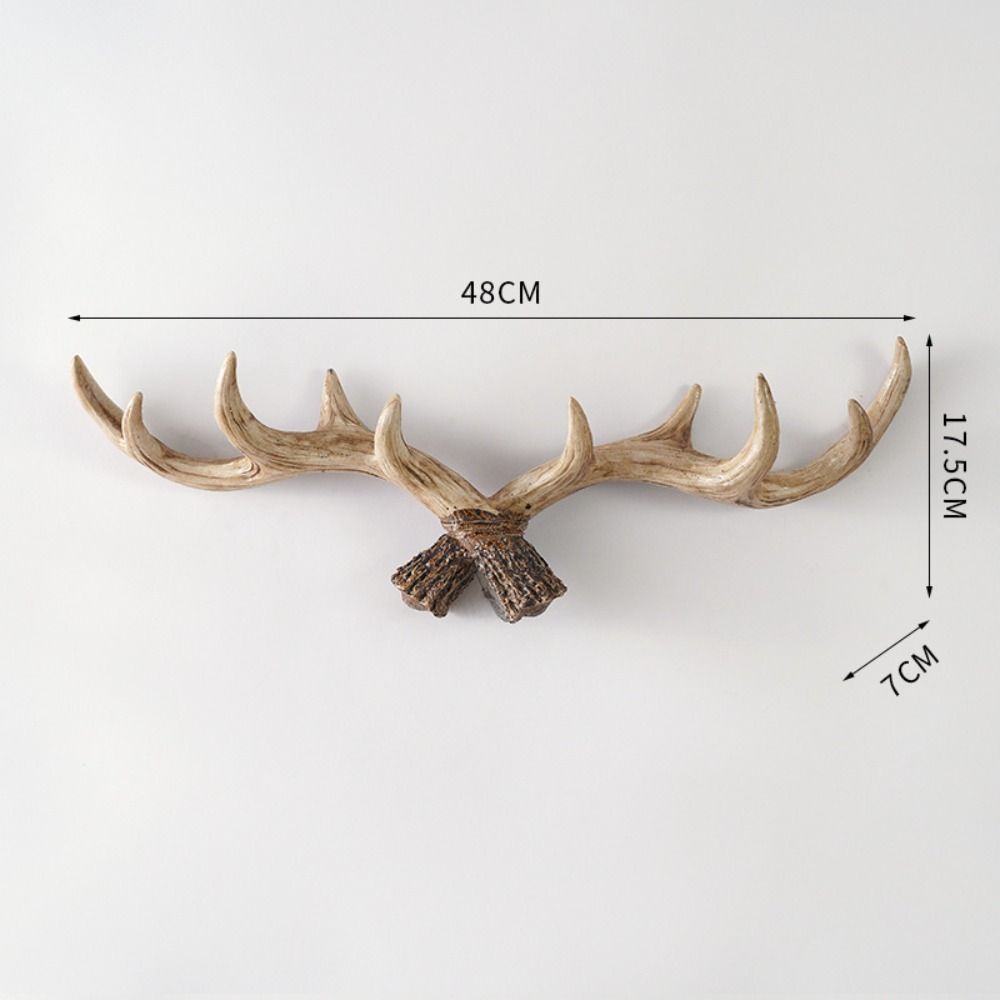 Wall Mounted Deer Horn Decorative Hook Resin Wall Keys Holder Craft Antler Statue  Clothes