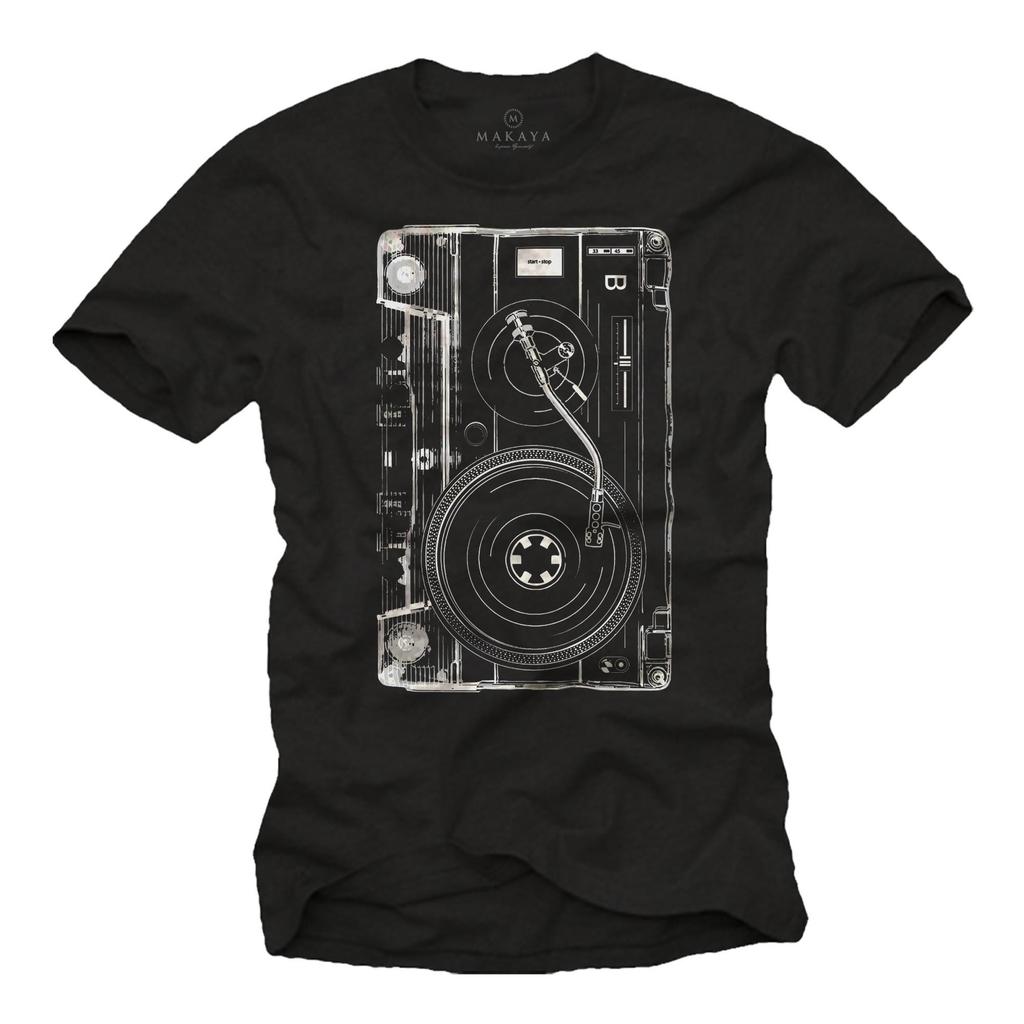 Men’s DJ t-shirt with retro tape and vintage cassette – mixtape print tee for men and teenagers, gift idea for music fans and DJs, S-5XL