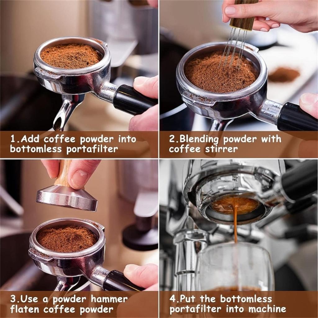 Set of 2 Espresso Stirrer Tool Set Coffee Powder Needles Wood Handle Coffee Powder Stirrers Wood Material for Coffee