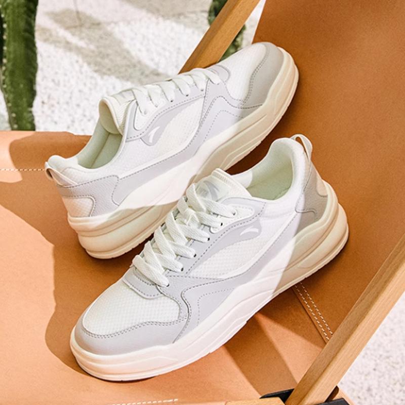 Anta Gel Elastic Comfortable Versatile Wear-Resistant Height-Increasing Low-Top Sneakers Men Sneakers White Gray 912528003-1