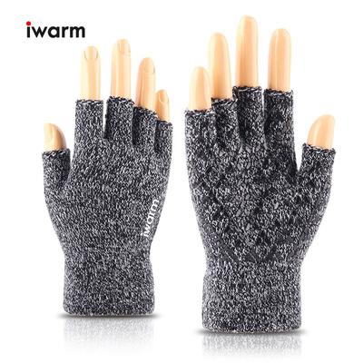 Half-finger Gloves Men's and Women's Autumn and Winter Velvet Thickened Warm Knitted Outdoor Sports Non-slip Driving Gloves
