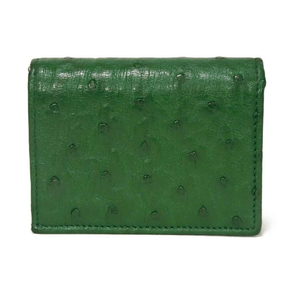 Used Double G Exotic Compact Wallet 9539 456126 7941 Petit Marmont GG Marmont Ostrich Green Unisex from Japan AUTHENTIC