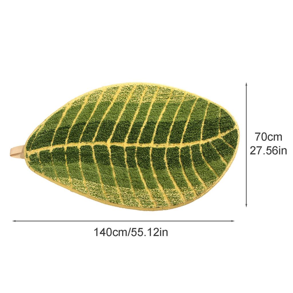 Bathroom Rug Polyester Leaf Shape Non Slip Soft Absorbent Shower Mat for Entryway Patio Bathtub