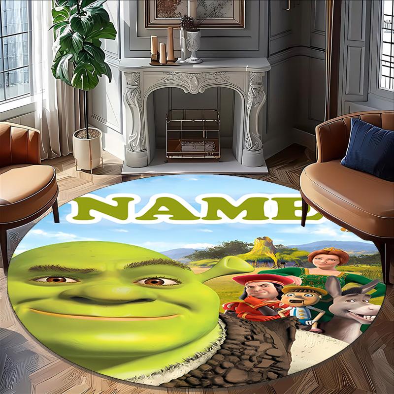 Customizable S-Shrek3 Round Non-Slip Carpet - Ideal for Garden, Picnic, Office, Perfect for Decoration, Suitable For All Seasons