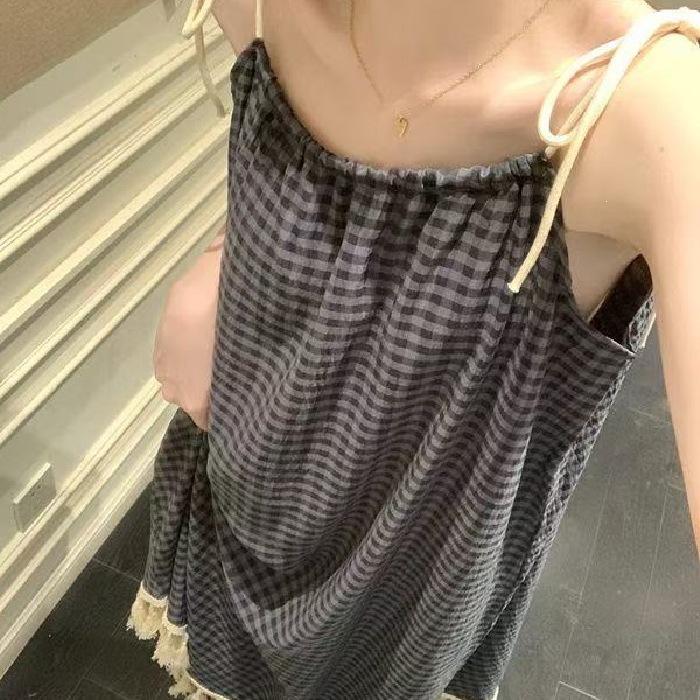 [With Chest Pad] Pure Desire Girl Nightdress with Chest Pad, Summer Women's Pajamas, New Models Can Be Worn Outside, Sleeveless Loungewear