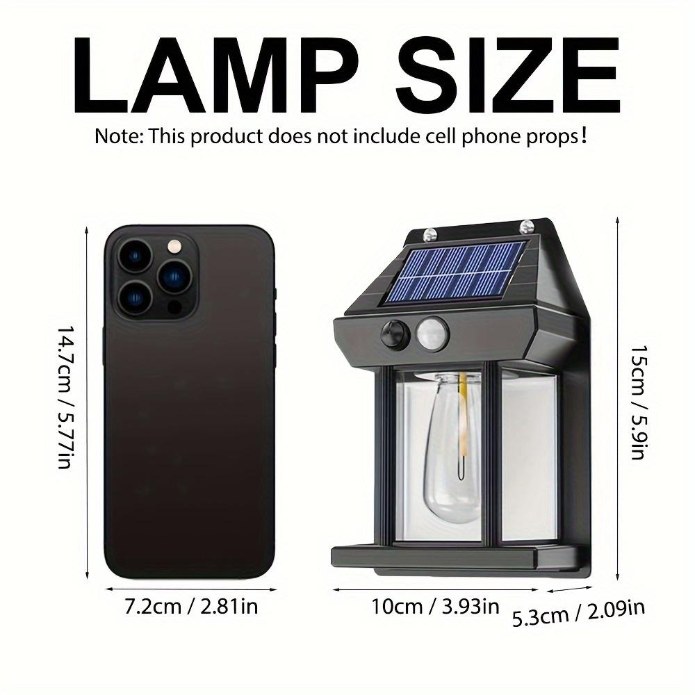 Lumină Solară de Perete cu Filament de Tungsten – Lampă de Exterior Impermeabilă IP65 cu Senzor de Mișcare și 3 Moduri pentru Iluminat Grădină, Curte, Gard