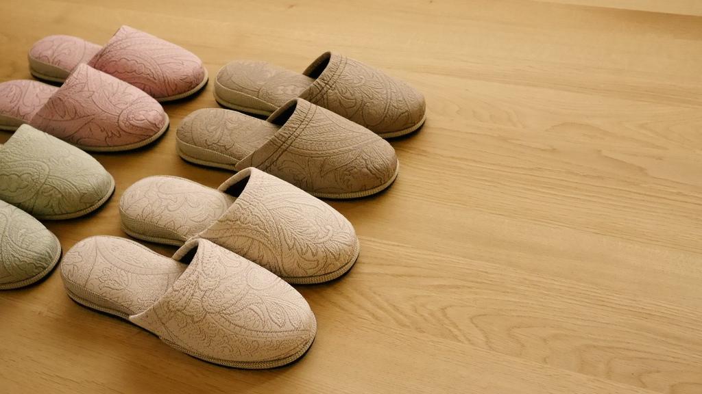 Set of 4 Guest Paisley Felt Outer 27cm Chausse' Slippers, Design, Sole, Year-Round Use, 7a33-4, Dimensions
