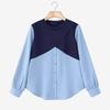 ZANZEA Women Casual Round Neck Long Sleeve Patchwork Blouse