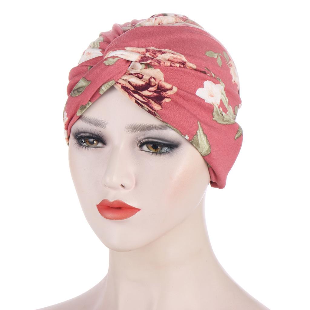Floral Twist Leopard Print Headscarf Hat
