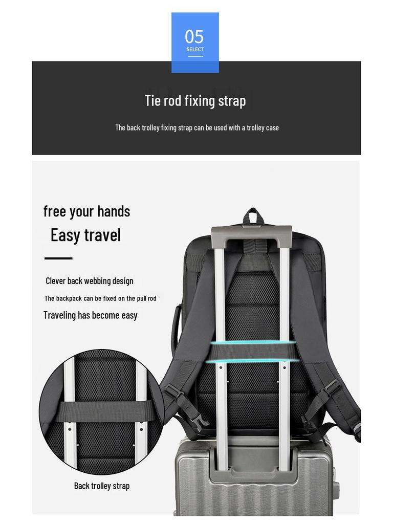 Men's Large-Capacity Waterproof Leather Multi-Functional Business Laptop Travel Backpack