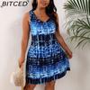 BITCED Women's Fashion Print O-Neck Sleeveless Dress