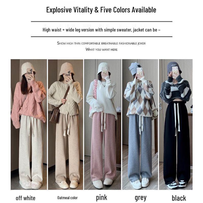 Cashmere Wide-Leg Women's High-Waisted Knit Pants - Spring/Autumn/Winter 2025 Collection