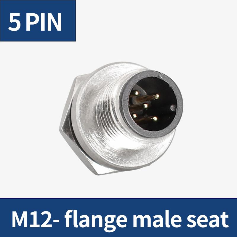 5 PCS M12 flange mounting sensor connector waterproof male&female plug screw threaded coupling 3 4 5 8 12 Pin A type connectors