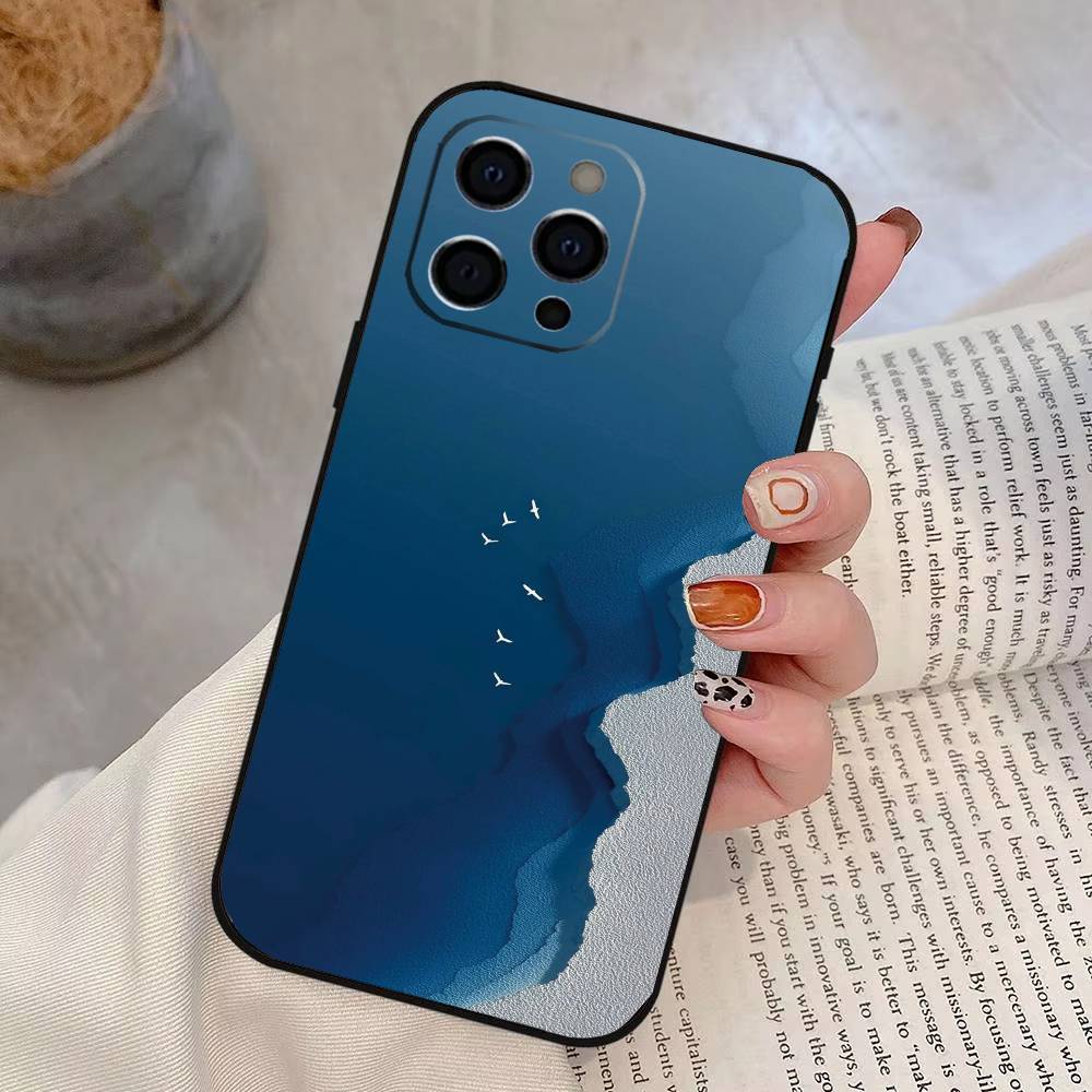 Sea Phone Case For iPhone 17, 16,15,14,13,12,11 Plus,Pro Max, Others Soft Black Cover