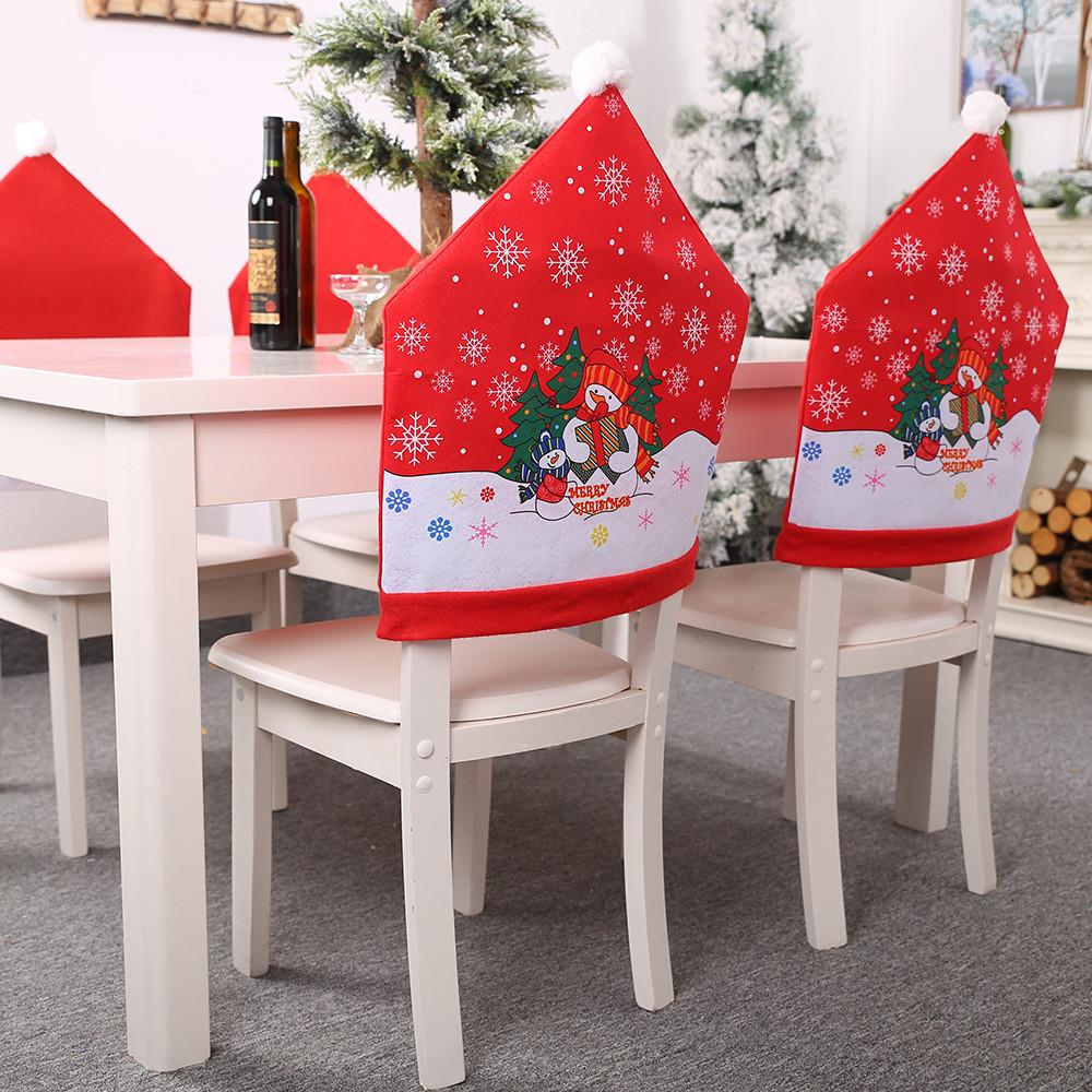 Festive Chair Covers Featuring Santa Claus And Snowman Designs For Christmas Decorations