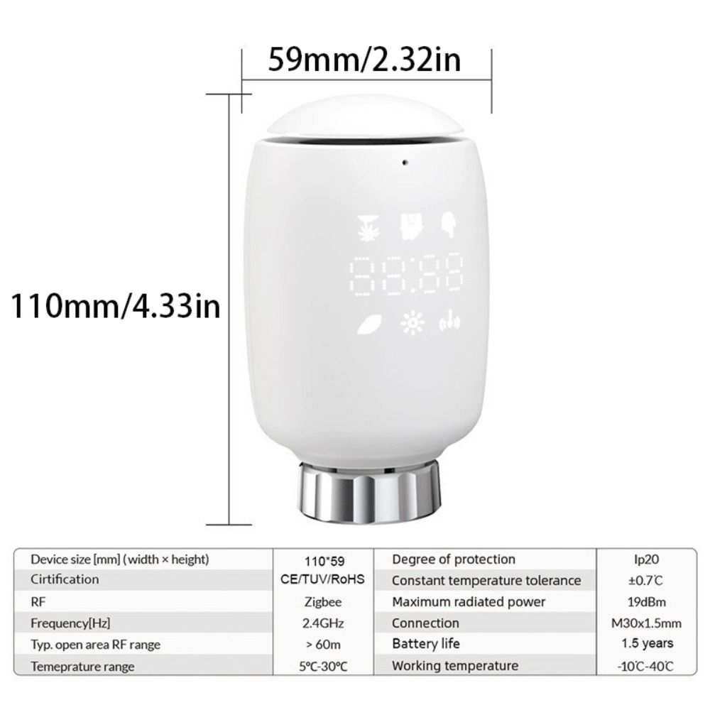 Compact Design Thermostatic Radiator Valve Smart TRV Thermostatic Valve  Radiator Control