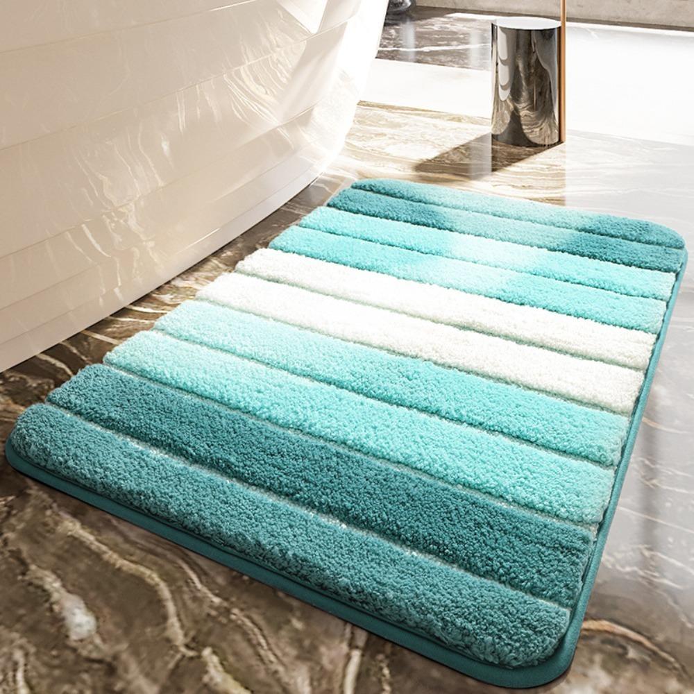 Home Decor Absorbent Stripe Bath Mat Rectangular Non-Slip Entrance Mat Soft Contrasting Colors Piano Keys Bath Rug Hotel