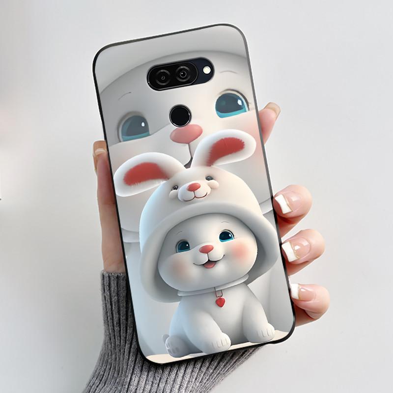 Case For LG Q70 Casing LM-Q730N Luxury Cute Love Rabbit Funny Ultra Slim TPU Black Silicone Soft Cover For LGQ70 Q 70 Phone Case