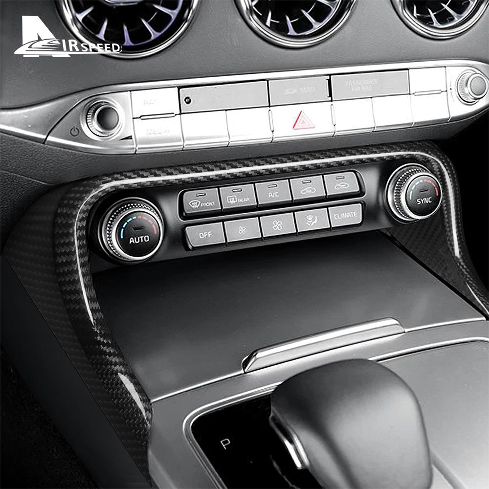Real Hard Carbon Fiber Cover For Kia Stinger 2018 2019 2020 2021 2022 2023 LHD Car Central AC Frame Interior Trim Accessories