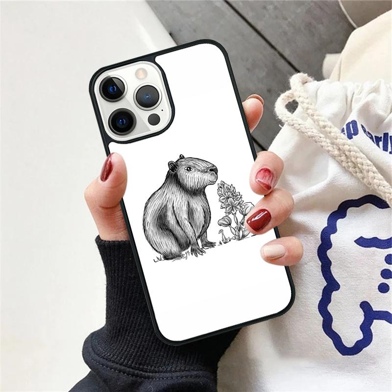 Cute Cartoon Capybara Phone Case For iPhone 17 Air 15 16 Cover 11 13 14 Pro Max 12 Plus Max Fundas