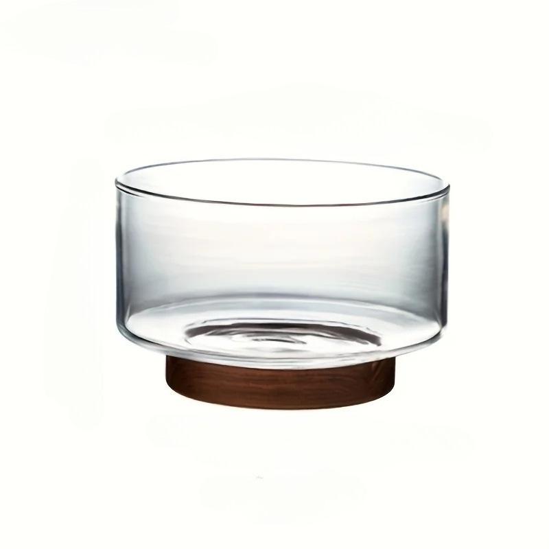 

2700/3700 мл Прозрачная Стеклянная Салатница Многофункциональная Тарелка для Фруктов Основание из Акации Контейнер для Хранения Домашний Кухонный Гаджет