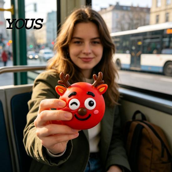 Fidget Stress Balls 1/5Pcs DIY Christmas Relief Toy, Reindeer Snowman Ball with Toy Detachable Expression Accessory, Soft Squeeze Sensory Party Favors