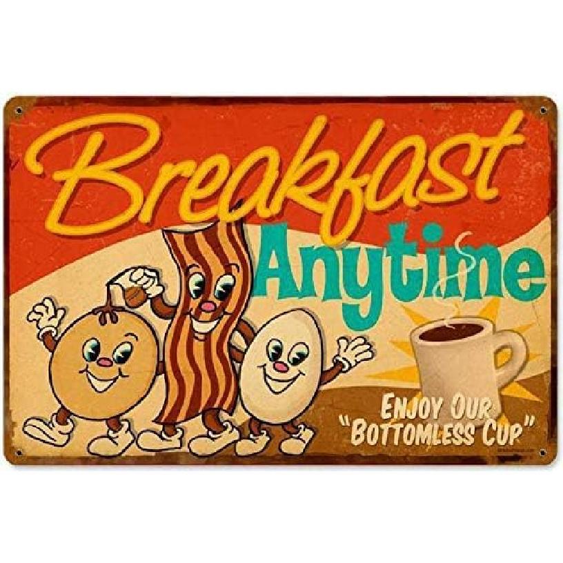 ZMKDLL Breakfast Coffee Diner Tin Sign Kitchen Metal Wall Decor Outdoor Indoor Wall Panel Retro Vintage Mural Size 20x30 Cm Poster