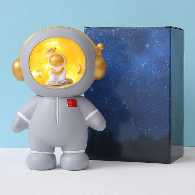Home Decoration Gift Creative Astronaut Night Light Piggy Bank Resin Cartoon Anime Spaceman Coin Banknote Piggy Bank серый