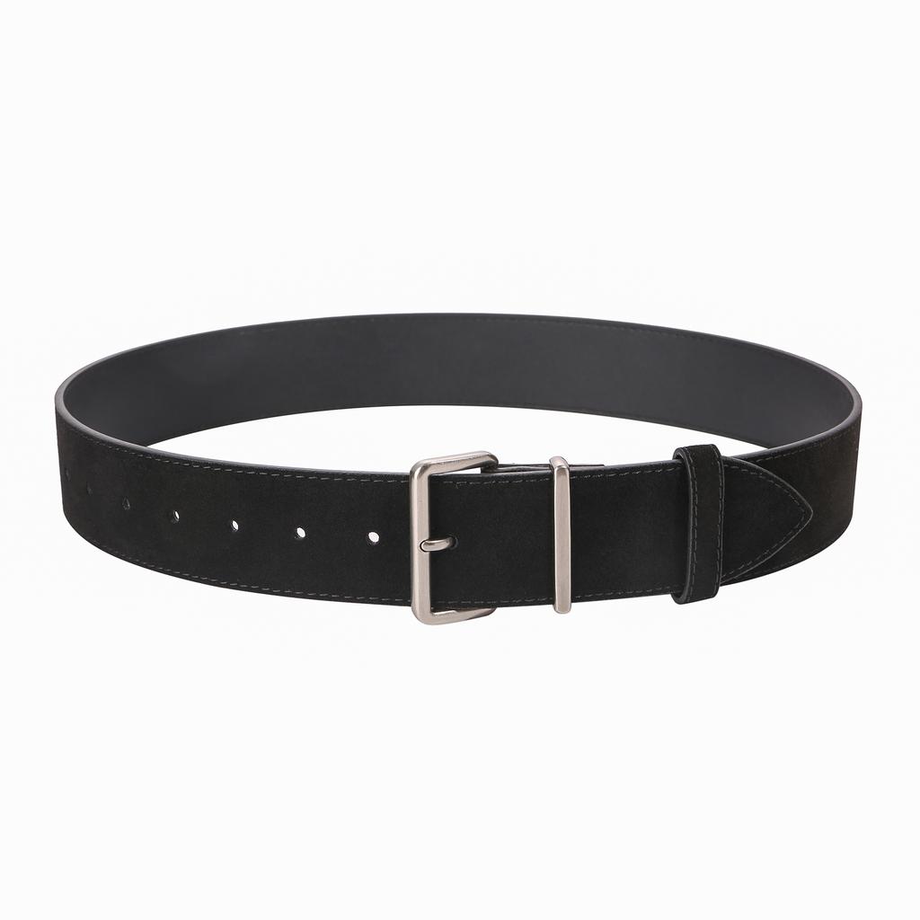 Fashion 4.5cm widened deerskin nubuck women's belt with silver square pin buckle for coat decoration designer