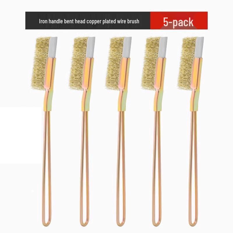Long-Handled Stainless Steel & Copper Wire Brush for Rust and Groove Cleaning