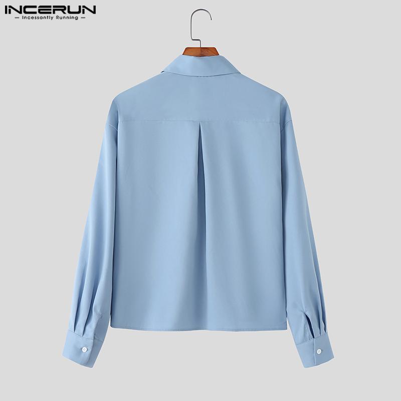 INCERUN Plus Size Men Lapel Long Sleeve Button Down Casual Loose Office Shirts