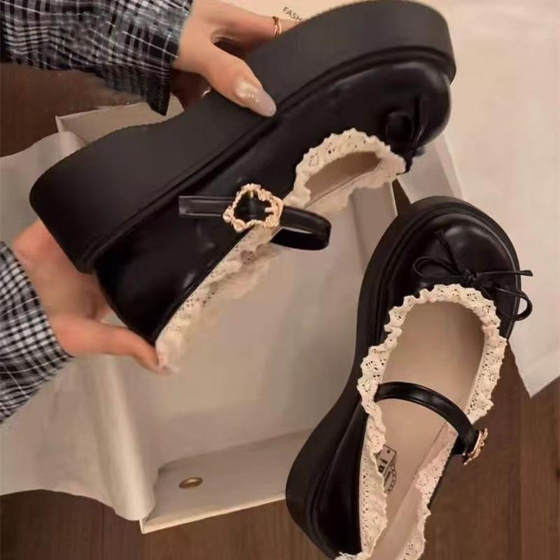 Versatile Skirt Platform Small Leather Shoes Women's New Autumn Brown Round Head Shallow Mouth Mary Jane Single Shoes